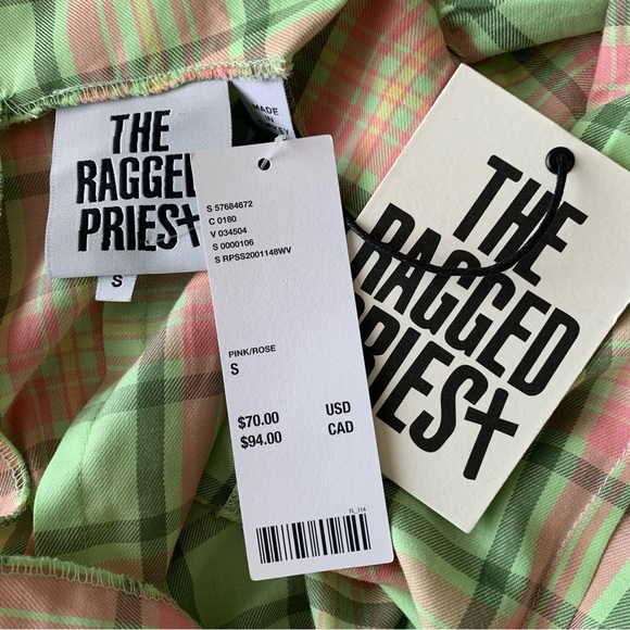 NWT The Ragged Priest Memory Ruched Plaid Mini Dress Small - Picture 10 of 12